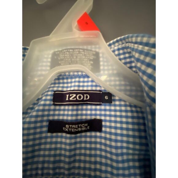 IZOD Long sleeves button-down Kids shirt Bleu & write Dress Shirt Size 6 Izode - Picture 4 of 10